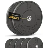 HQ Germany® Hantelscheiben 50mm [Set/Paar 5-25kg] - Training Vollgummi Bumper Plates 20kg - Hantelscheiben Set 50mm, Gewichtsscheiben, Gewichte, Weight Plates nach IWF Standard