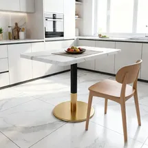stilvora Küchentisch 80 x 75 x 60 cm Weiß/Schwarz/Gold