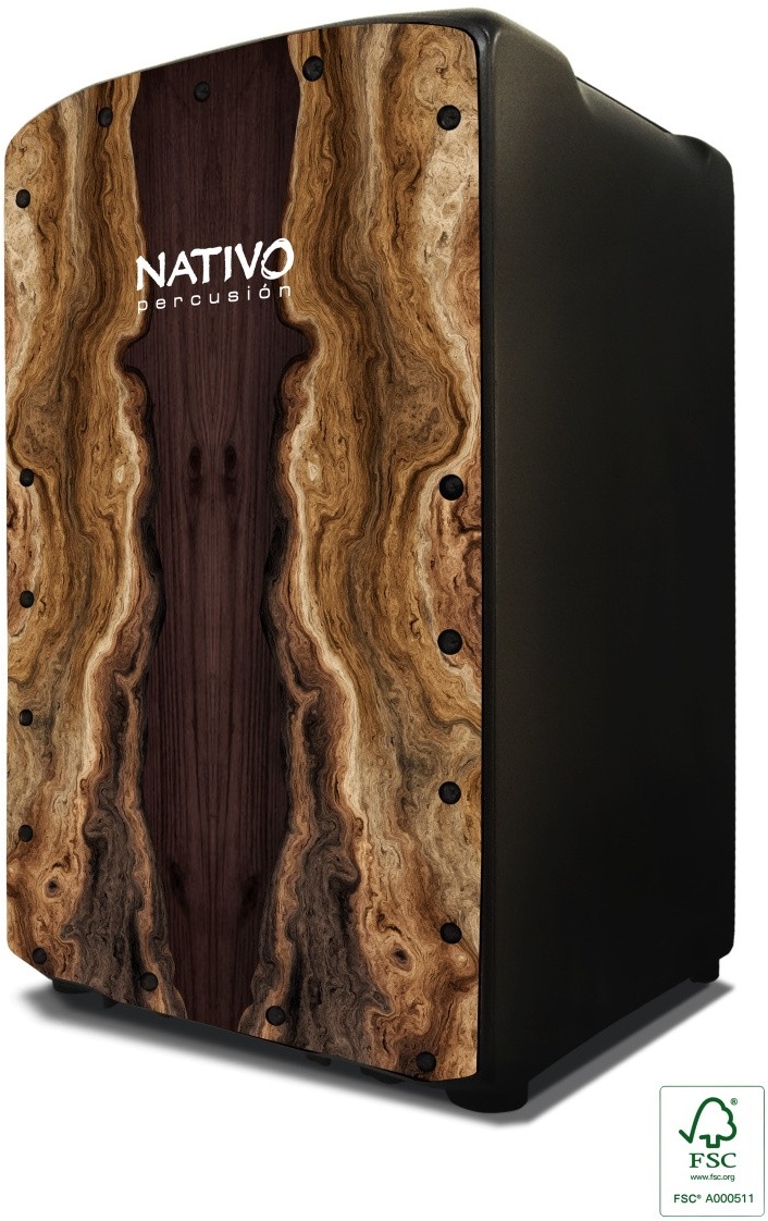 Nativo Cajon PROPL-ROOT, PRO PLUS Serie, XL Cajon, Eiche, ROOT, EVA Sitzpolster, X-Bassverstärkungsr