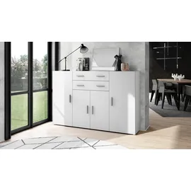 Vladon Highboard 166,5 x 106,5 x 35 cm Weiß matt