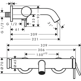 Hansgrohe Tecturis S AP, brushed bronze