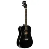 Stagg 3/4 Schwarz Dreadnought Akustikgitarre mit Decke aus Lindenholz