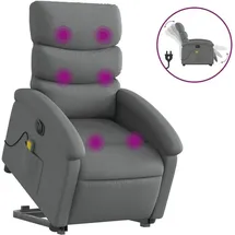 vidaXL Massagesessel Elektrisch 92 x 99,5 x 0 cm Dunkelgrau mit Aufstehhilfe