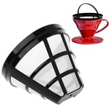 Whrcy Kaffeefilter Mesh,Dauerfilter Kaffee Größe 4,Wiederverwendbarer Kaffeefilter Kegelförmig, Kaffeebar-Brauerfilter, Waschbar Kaffeetropfer Für Die Meisten 8–12-Tassen-Korb-Tropfkaffeemaschinen