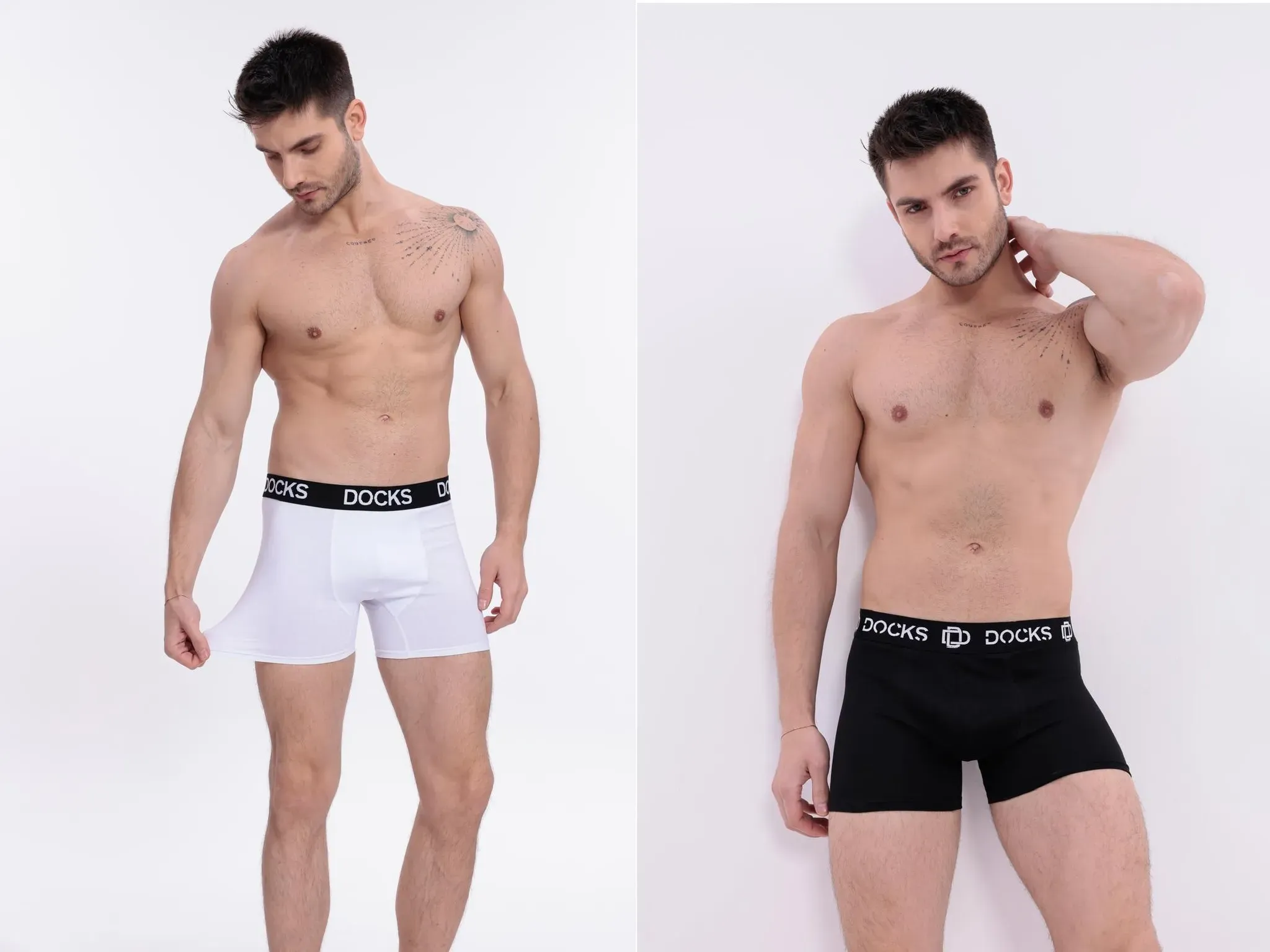 4er Pack Boxershorts Herren Baumwolle Unterhose 2x Weiß + 2x Schwarz Gr. M