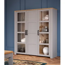 Forte Highboard Bohol 151,1 x 160,6 x 42 cm Grau / Weiß