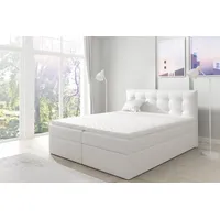 Fun Möbel Boxspringbett Schlafzimmerbett OVIEDO XL 200x220cm Kunstleder Weiss