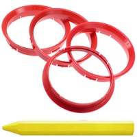 4X Zentrierringe Rot 76,0 mm x 72,6 mm + 1x Reifen Kreide Fett Stift