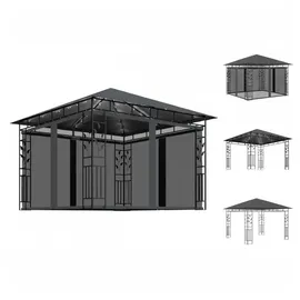 vidaXL Pavillon mit Moskitonetz & LED-Lichterkette 3x3x2,73m Anthrazit