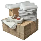 Umzugskomplettpaket 3-Zimmer-Wohnung 60 m2 (60 x Umzugskarton 2 x Luftpolsterfolie 1 kg Seidenpapier 1 x Klebeband) SET BB-Verpackungen