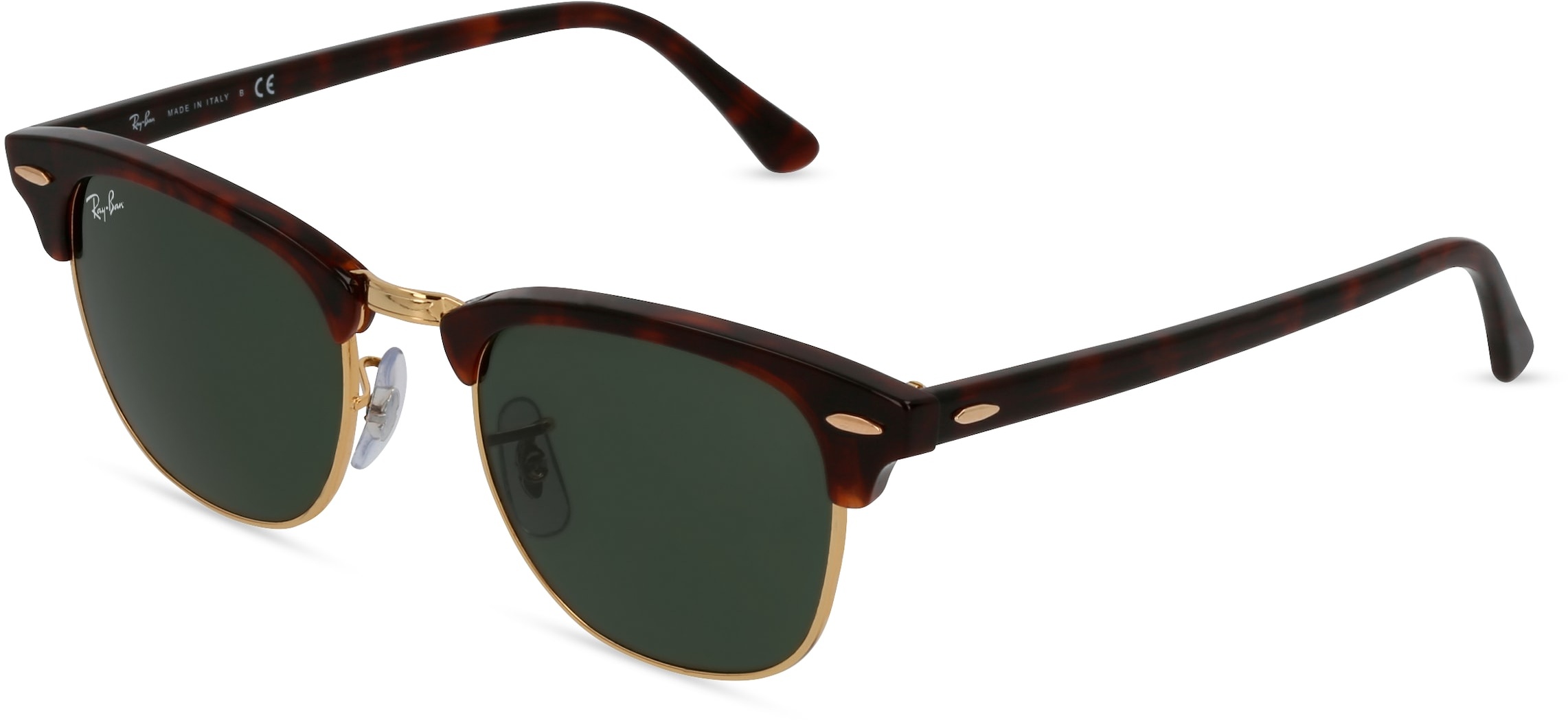 Ray-Ban RB 3016 CLUBMASTER Unisex-Sonnenbrille Vollrand Browline Acetat-Gestell, braun