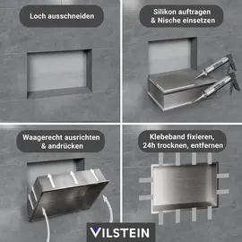 VILSTEIN Duschnische 30x60 cm | Aufputz | Wandnische Edelstahl| Duschregal