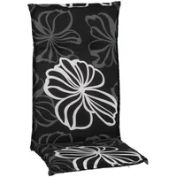 Nyvi Gartenstuhl-Auflage Barcelona – Hochlehnerauflage für Gartenstühle Dessin:Black Flower;Anzahl:1x