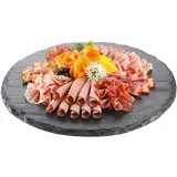 BATANIA Natur-Schieferplatte | Brotzeitplatte | Servierplatte rund aus echtem Schiefer | ∅ 50 cm