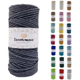 Sznurkomania, Baumwollkordel 3mm 100m, 46 Farben, Häkelkordel, Geflochten Baumwollkordel 3mm, Makramee Kordel, Makramee Garn, Premium Garn, Makramee Seil (Graphit)