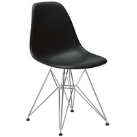 Vitra Stuhl Eames Plastic Side Chair  83x46.5x55 cm tiefschwarz silber, Gestell: verchromt, Designer Charles & Ray Eames