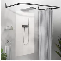 ERICA Duschvorhangstange L-Form 85 x 95 cm schwarz