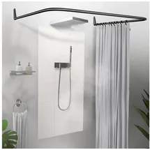 ERICA Duschvorhangstange L-Form 85 x 95 cm schwarz