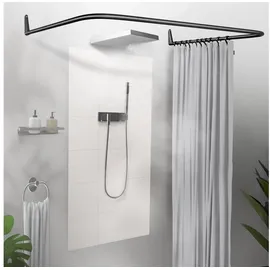 ERICA Duschvorhangstange L-Form 85 x 95 cm schwarz