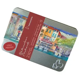 Hahnemühle Aquarell-Postkarten, 230 g/m2, 30 Karten in Metallbox, 10,5x14,8cm, naturweiß, matt
