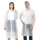 HOOPOE Regenponcho Durchsichtig,Regencape Festival,3 Stück Regenponcho mit Ärmeln,Raincoat Unisex,Regencape Durchsichtig für Wandern,Camping, Angeln,Konzert - M