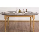 Casa Padrino Landhausstil Esstisch Grau / Hellbraun 180 x 120 x H. 78 cm - Ovaler massivholz Küchentisch mit Eichenholz Tischplatte
