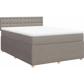 vidaXL Boxspringbett mit Matratze Taupe 140x200 cm Stoff
