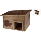 Onshop24.eu Igelhaus BAUSATZ mit zwei Zimmern - Igelholzhaus Igelhütte Igelnest Igelhütte 34x28x22cm