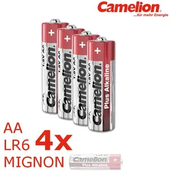4 x Batterie Mignon AA LR6 1,5V PLUS Alkaline - Leistung auf Dauer - CAMELION