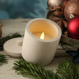 MARELIDA LED-Kerze im Topf 10 cm 3 St. weiß