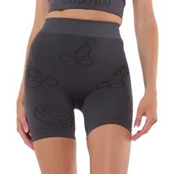 YOU DO YOU Damen Radhose Trainingshose gemusterte kurze Sport-Hose Yoga-Mode 904891 Grau/Schwarz - S