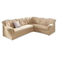 Ecksofa DOMO COLLECTION "Papenburg B/T/H: 242/190/84 cm L-Form", beige (natur), B:242cm H:84cm T:190cm, Struktur ( 90% Polyester, 10% Polyacryl);Microfaser PRIMABELLE (100% Polyester);Kunstleder SOFTLUX;Luxus-Microfaser (100% Polyester), Sofas, Ecksofa, wahlweise mit Bettfunktion, Langer Schenkel links oder rechts