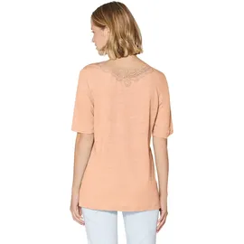Madeleine Kurzarm Leinen-Shirt mit Spitzenbesatz in pfirsich | Gr.: 42