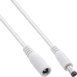 InLine DC Verlängerungskabel, DC Stecker/Buchse 5,5x2,1mm, AWG 18, weiß 1m