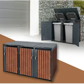 ML-Design Mülltonnenbox 3er 200 x 80 x 116,3 cm anthrazit-rostoptik