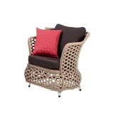 Sessel Design Braun Hochwertig Modern Rattan Lounge Club Polster Sitzer Luxus