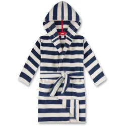 Sanetta Jungen Bademantel - Bademode, Baumwolle, Kapuze, Tasche, Streifen Blau/Weiß 140