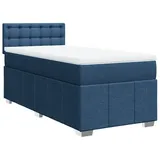 vidaXL Boxspringbett mit Matratze Blau 100x200 cm Stoff