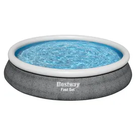 BESTWAY Fast Set Aufstellpool ⌀ 457 x 84 cm Grau inkl. Filterpumpe