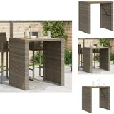 Vidaxl - Garten-Bartisch mit Holzplatte Grau 105x80x110 cm Polyrattan - Gartentisch - Bartisch - Outdoor-Tisch - Gartenmöbel - Rattan Tisch