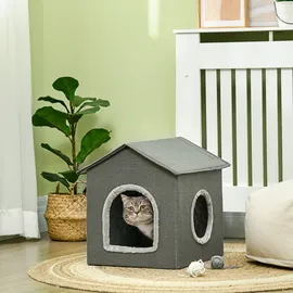PawHut Tierbett Katzenhaus Polyester BxLxH: 43,5x39x40,5cm (D30-630V00GY)