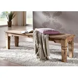 MASSIVMOEBEL24.DE Holzbank Sheesham Grau 140 x 40 x 45 cm