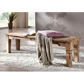 MASSIVMOEBEL24.DE Holzbank Sheesham Grau 140 x 40 x 45 cm