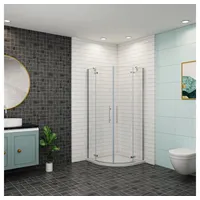 Duschparadies Runddusche 80*80*195 cm/90*90*195cm 8 mm ESG-Sicherheitsglas Chrom Scharniertür, BxT: 80x80 cm, ebenerdiger Einbau möglich,mit Scharniertür 80 cm x 195 cm x 80 cm