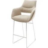 DeLife Barstuhl Yago-Flex Materialmix Mikrofaser Schlamm / Bouclé Schlamm Kufengestell Edelstahl Taschenfederkern, Barstühle