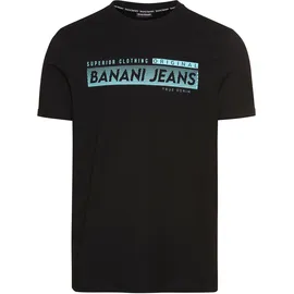 Bruno Banani T-Shirt BRUNO BANANI, Herren, Gr. L (52/54), schwarz, Single Jersey, Obermaterial: 100% Baumwolle, bedruckt, slim fit, Rundhals, Shirts T-Shirt, in schmaler Passform
