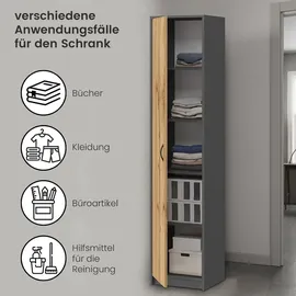 home collective Bücherregal 50 x 35 x 180 cm Grau
