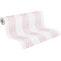 A.S. Création Kinderzimmer-Tapete Lilly & Luis - Strapazierfähige Vliestapete in Streifen-Optik - 10,05 m x 0,53 m - Creme, Rosa - Made in Germany – 770782