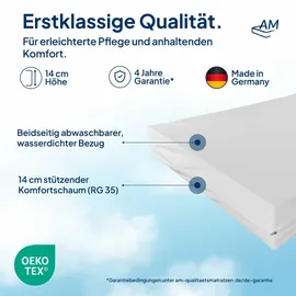 AM Qualitätsmatratzen Pflegematratze 90 x 200 cm H2