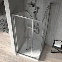 Eckdusche mit Falttür und Schiebetür S300 - Glas 6mm Falttür 80 cm Schiebetür Falttür 80 cm